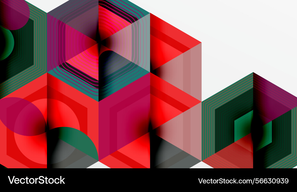 Abstract geometric composition hexagonal prisms vector image