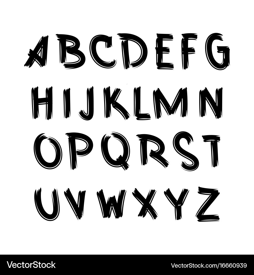 Alphabet calligraphic font unique custom Vector Image