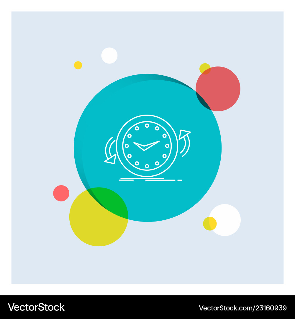 Backup clock clockwise counter time white line Backup clock clockwise counter time white line vector image