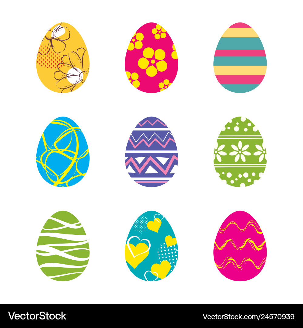 Colorful Easter Eggs Collection Vector Image