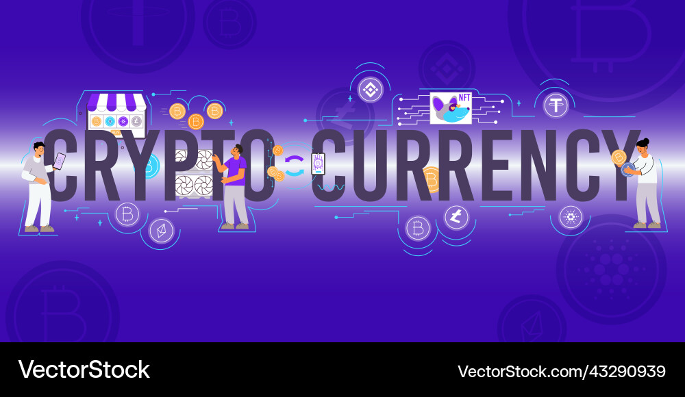 Cryptocurrency transactions text composition vector image