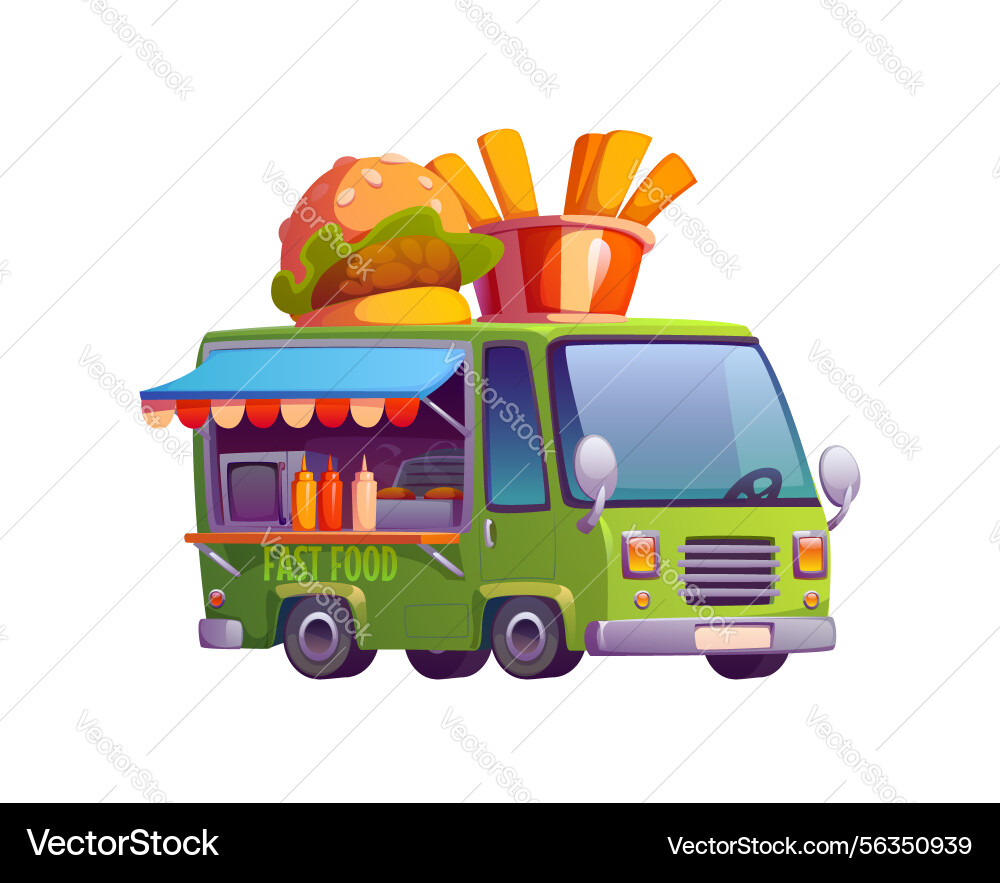 Fast food truck car vintage festival street van Fast food truck car vintage festival street van vector image