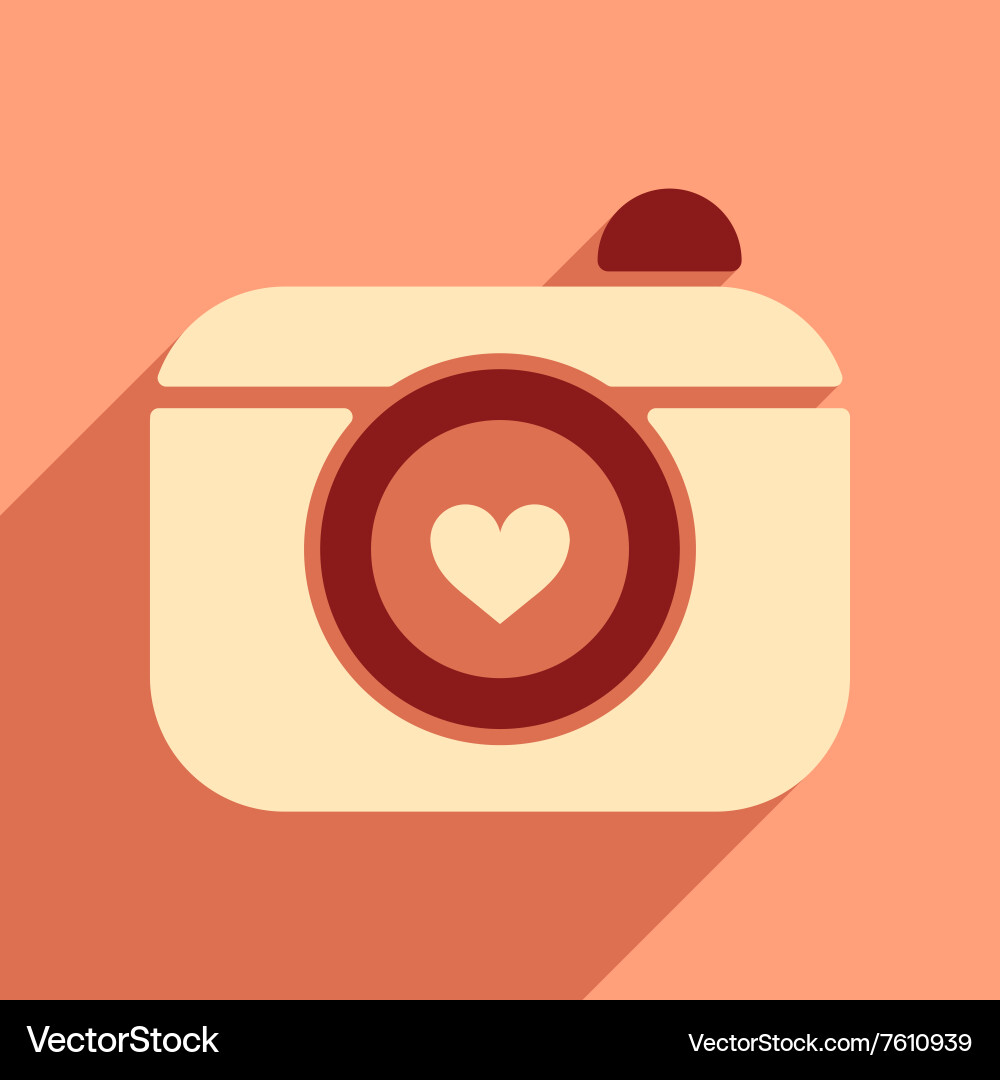 Flat web icon with long shadow camera Vector Image