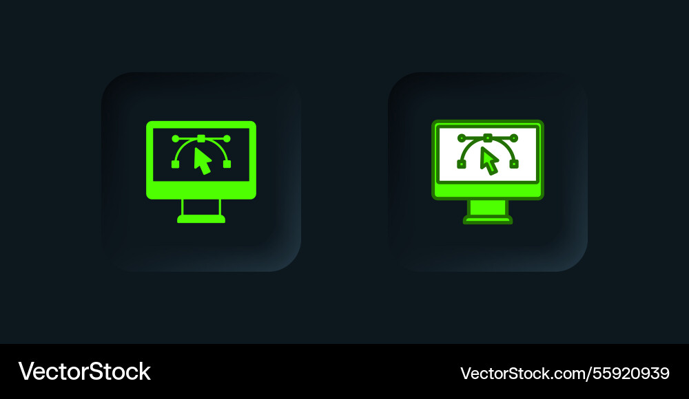 Grüne Computer-Display mit Design-Programm-Symbol Grüne Computer-Display mit Design-Programm-Symbol vektorbild