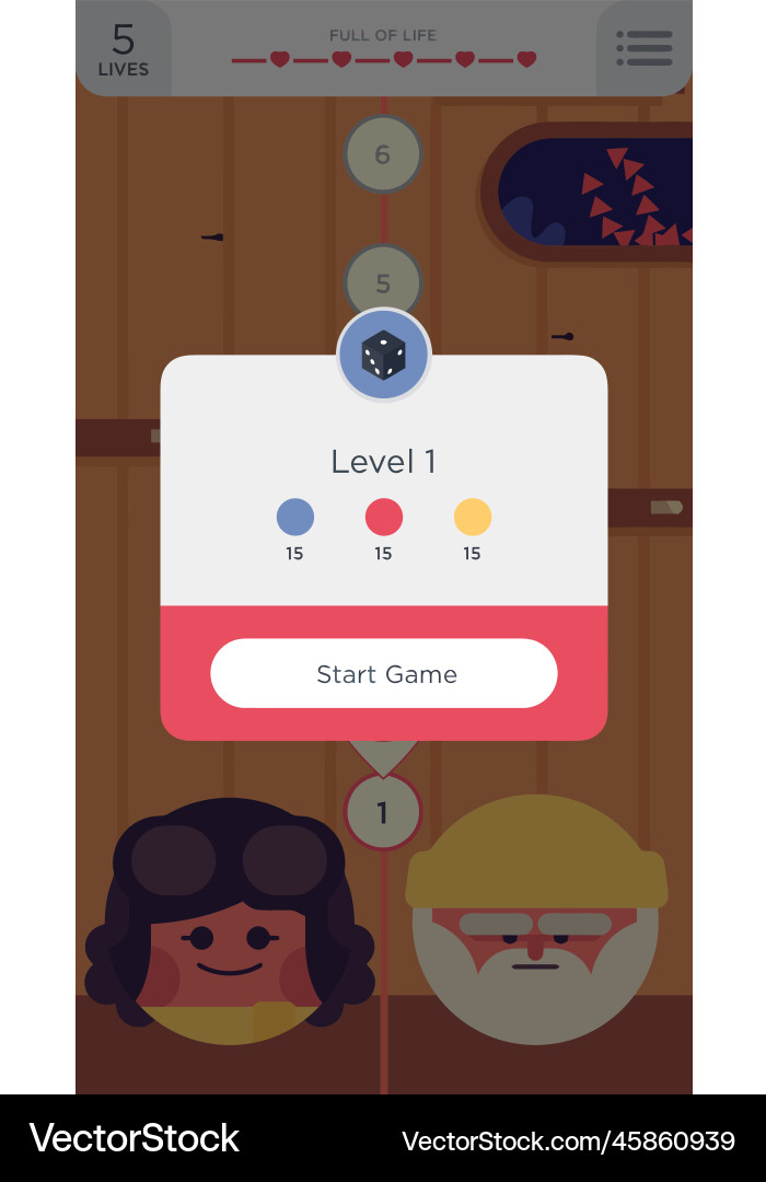 Level Button Game UI Pop-up Icons vector image