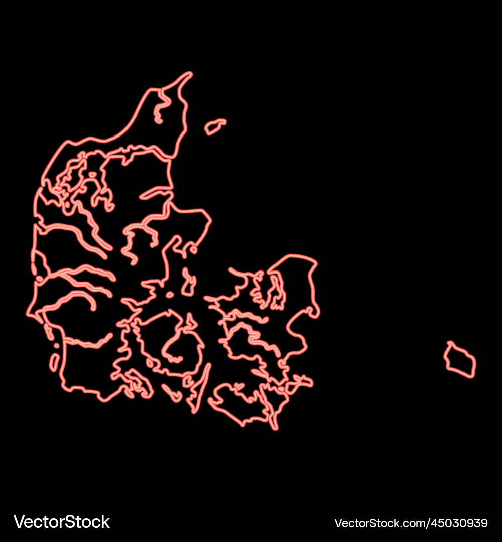 Neon map of denmark red color image flat style Vector Image