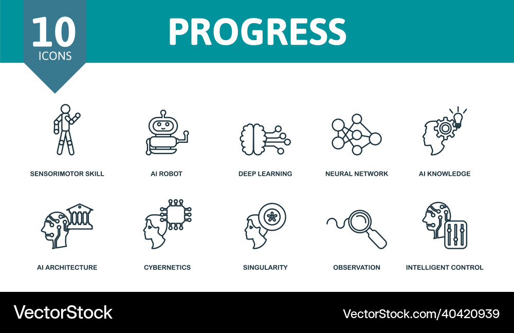 Progress icon set collection of simple elements vector image