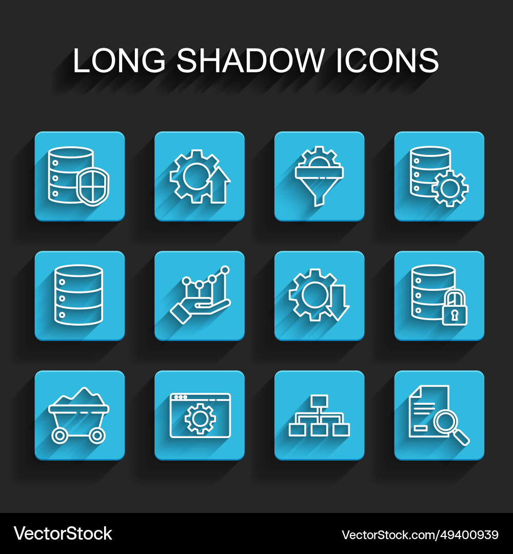 Set line coal mine trolley browser setting server vector image
