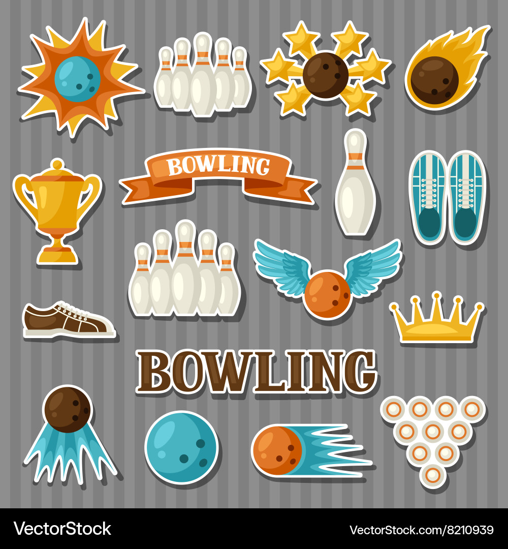 Set of bowling items objects for decoration vector image