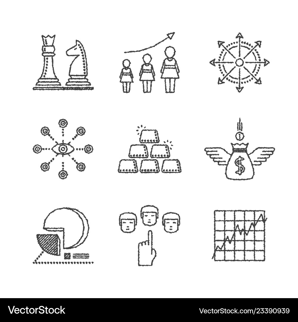 Set of business icons and concepts in sketch style Set of business icons and concepts in sketch style vector image