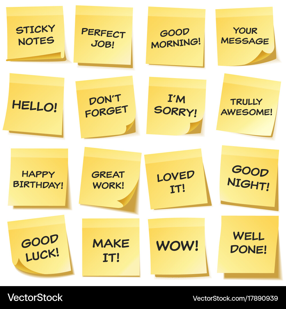 Sticky note with text and shadow isolated vector image
