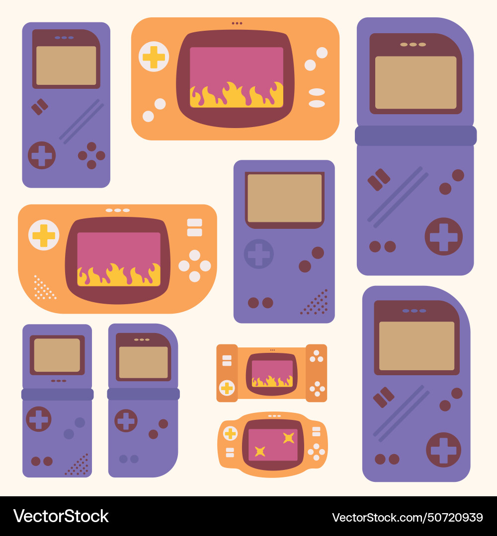 Y2k game boy collection Vector Image