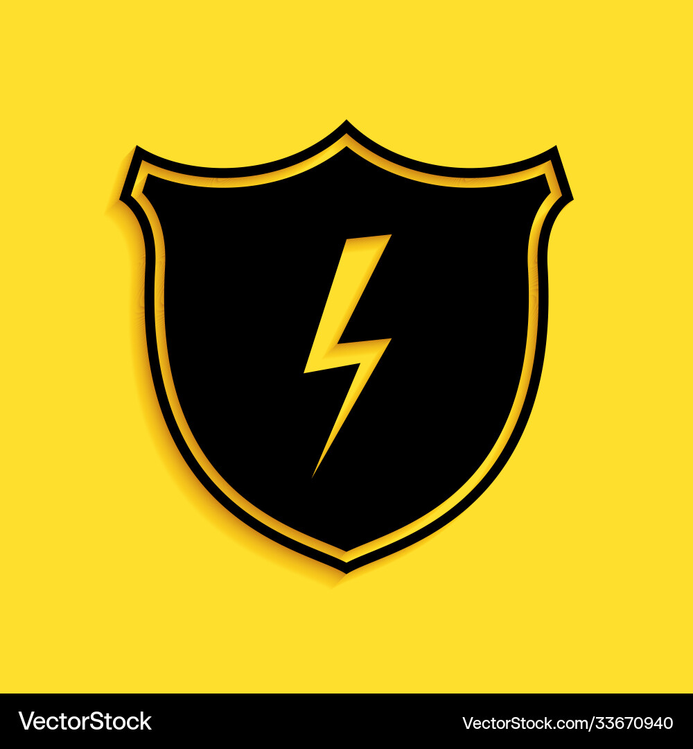 Black secure shield with lightning icon isolated Vector Image