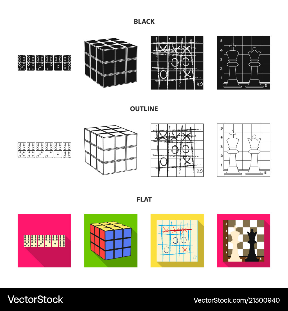 Board game blackflatoutline icons in set Vector Image