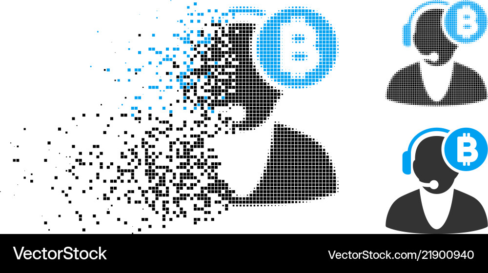Broken pixelated halftone bitcoin operator icon Broken pixelated halftone bitcoin operator icon vector image