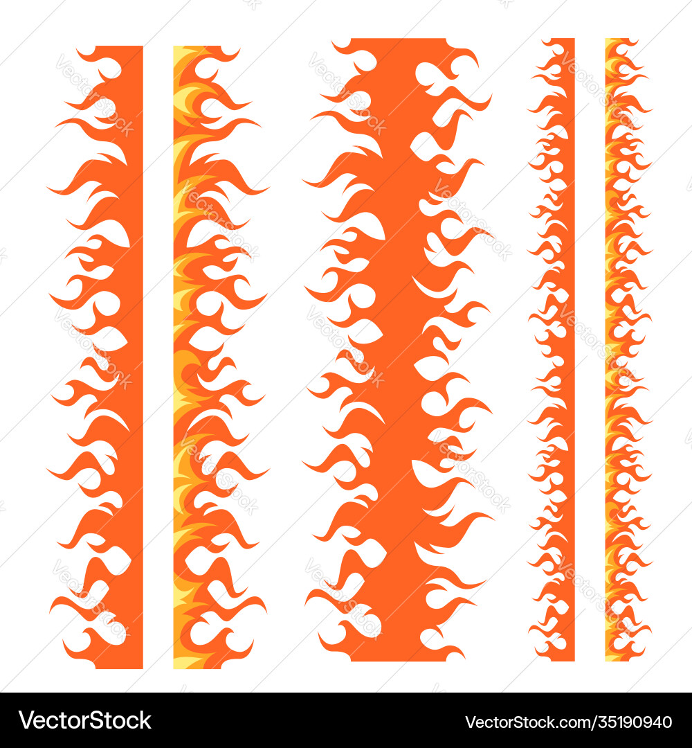 Cartoon Flame Borders - Fire Set Vector Image