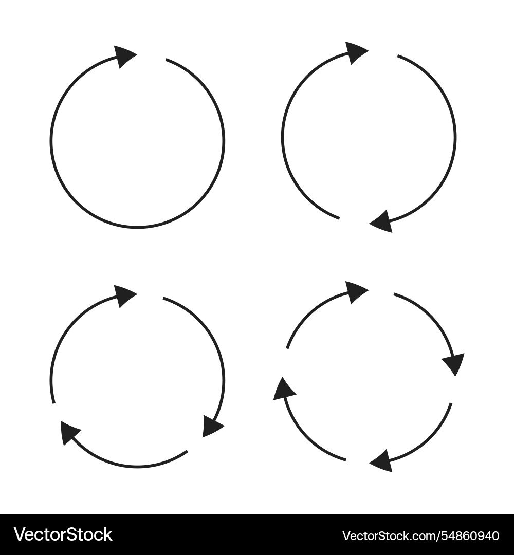Circular arrow forms rotational flow symbols Circular arrow forms rotational flow symbols vector image