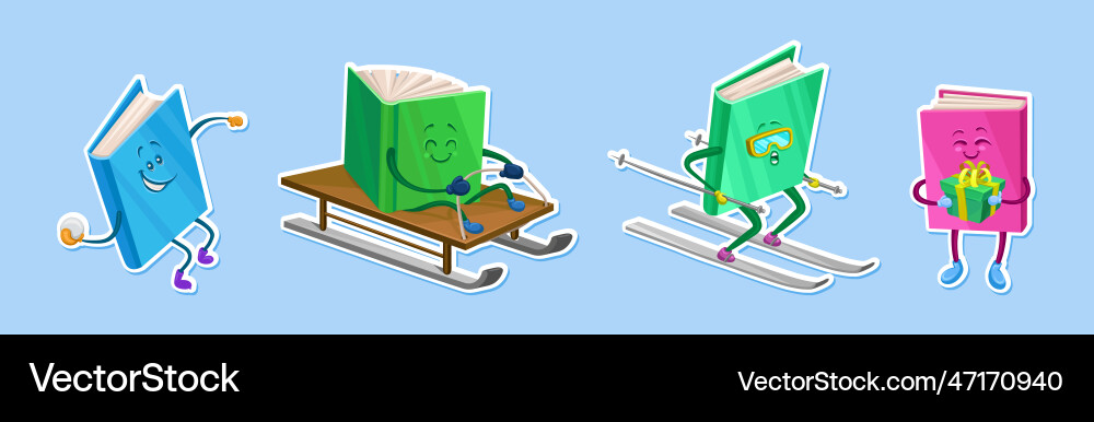 Cute humanized books in hard cover playing Cute humanized books in hard cover playing vector image