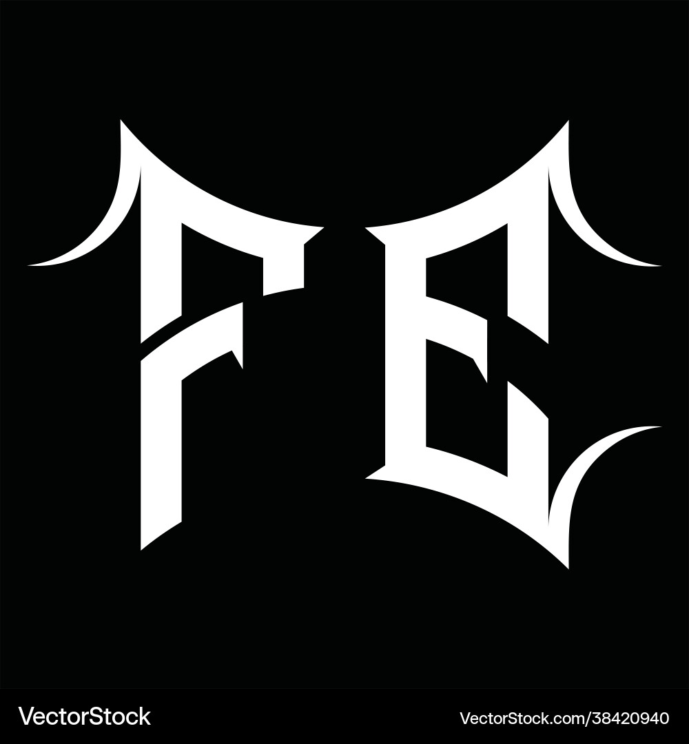 Fe logo monogram with abstract shape design vector image