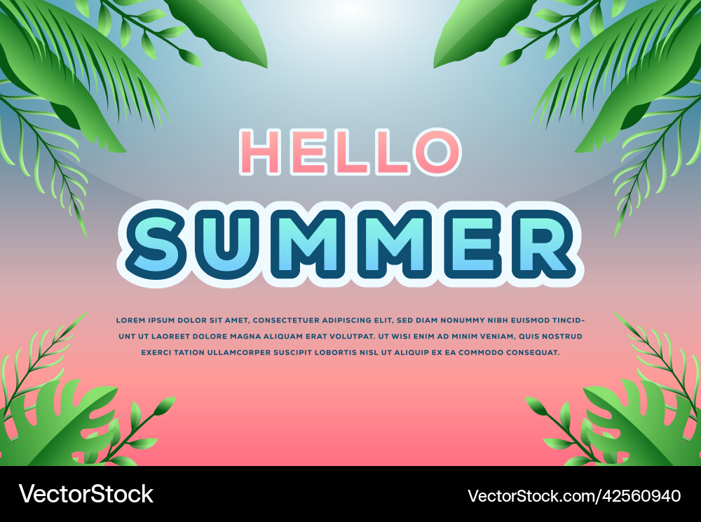 Gradient hello summer background with tropical Vector Image