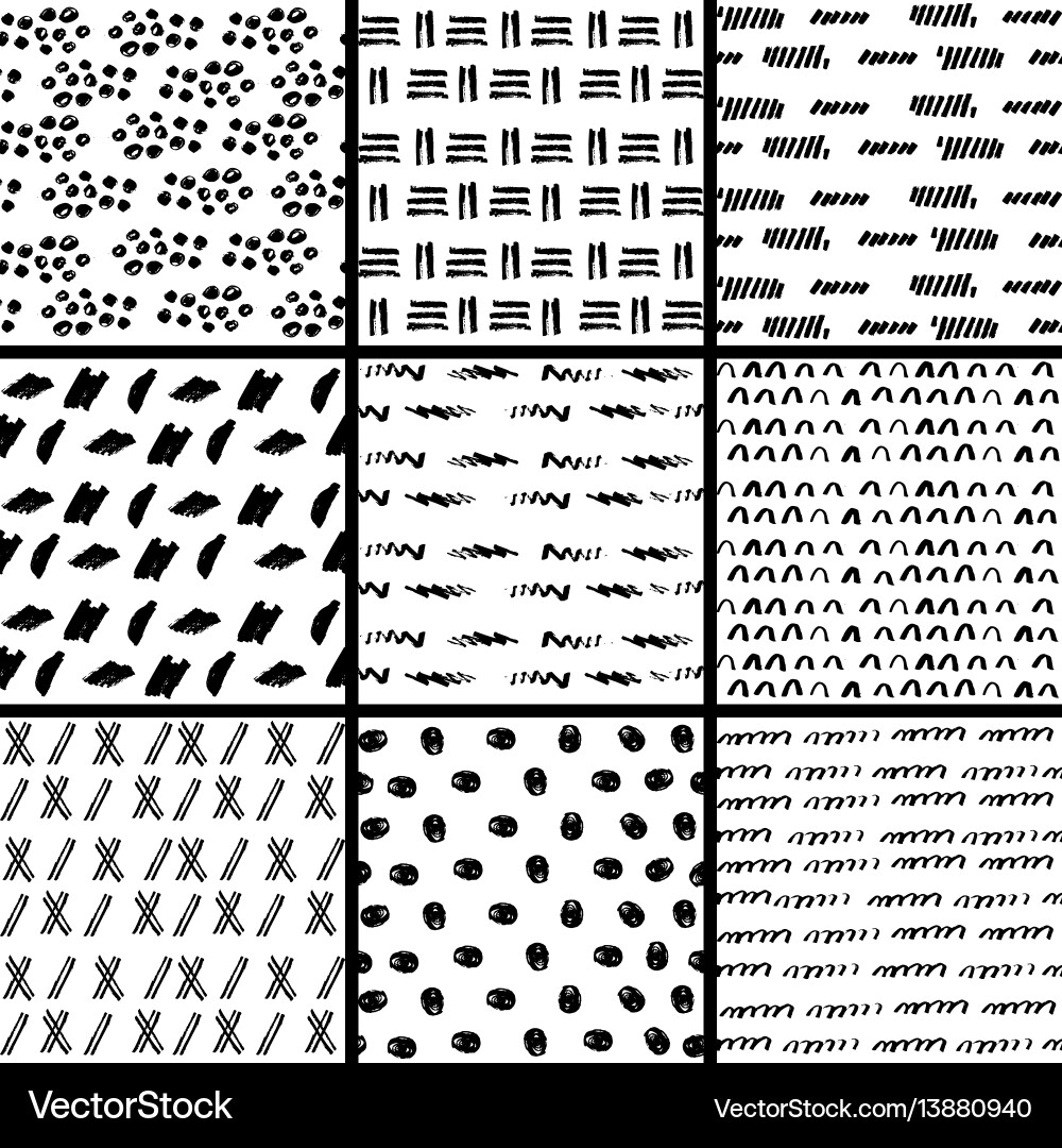 Hand drawn seamless pattern collection simple vector image