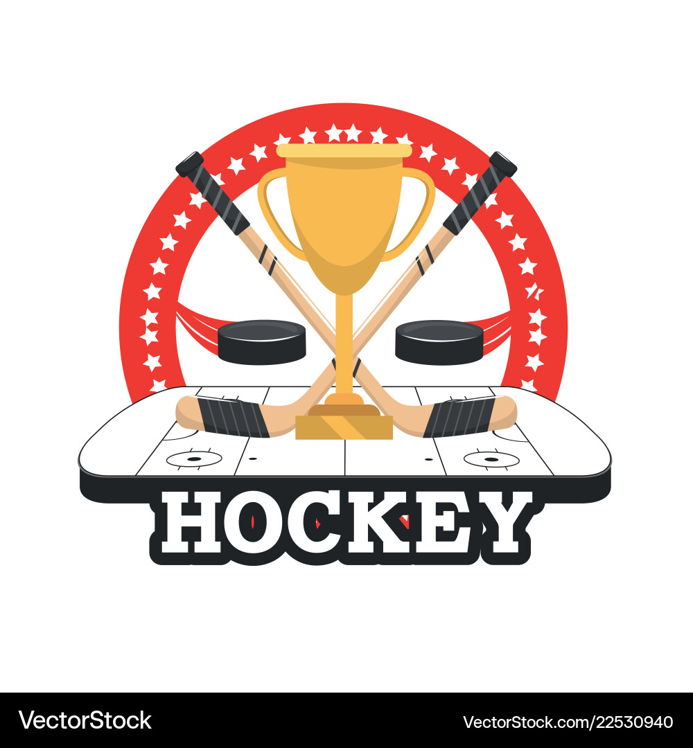 Hockey-Puck mit Stäbchen und Tasse im Rink Hockey-Puck mit Stäbchen und Tasse im Rink vektorbild