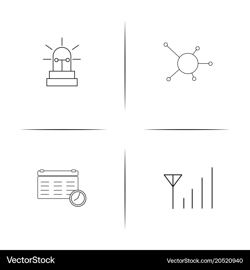 Internet security simple linear icons set vector image