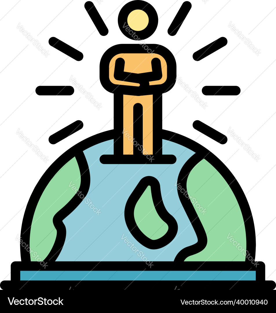 Man in the center of globe icon color outline vector image