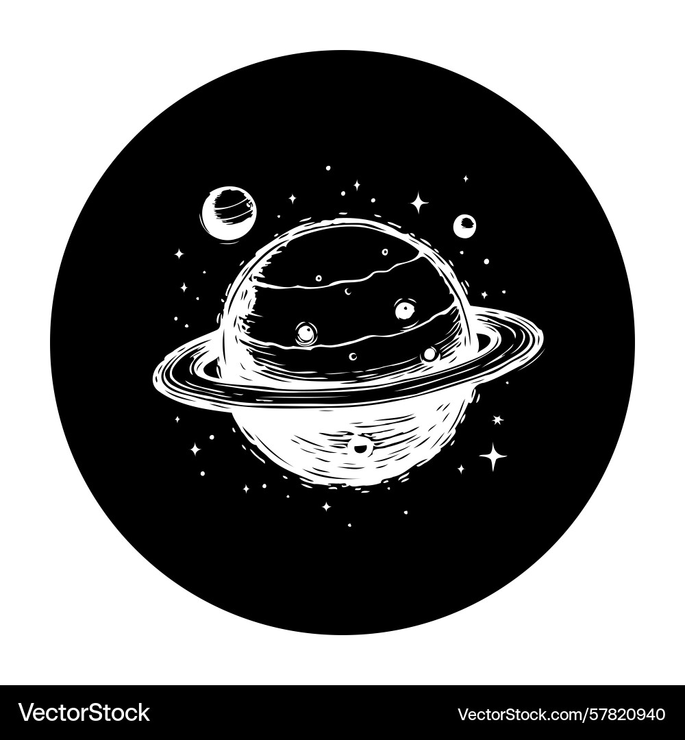 Minimalistic of a celestial planet with rings Minimalistic of a celestial planet with rings Vector Image