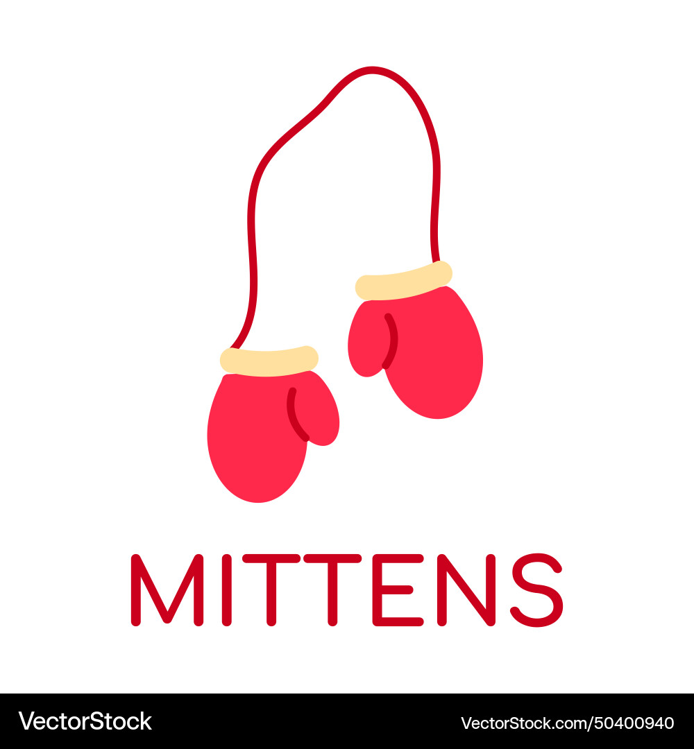 Mittens with elastic english word for dictionary Vector Image