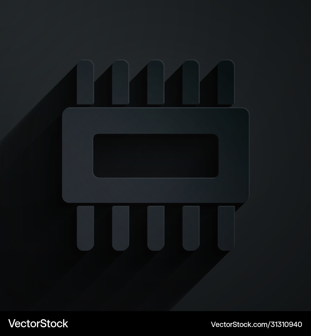 Paper cut computer processor with microcircuits Paper cut computer processor with microcircuits vector image
