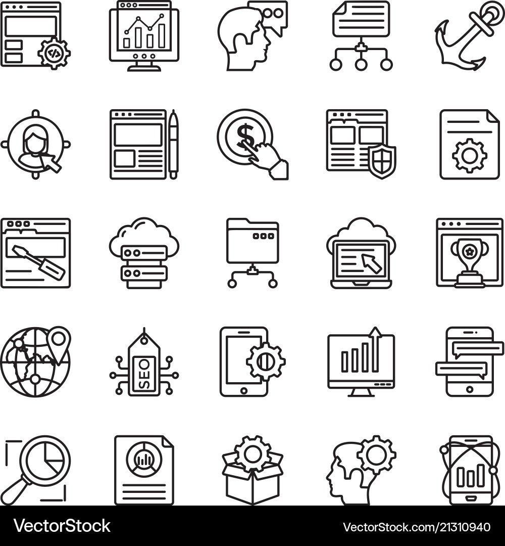 Seo and web optimization line icons 1 Seo and web optimization line icons 1 vector image