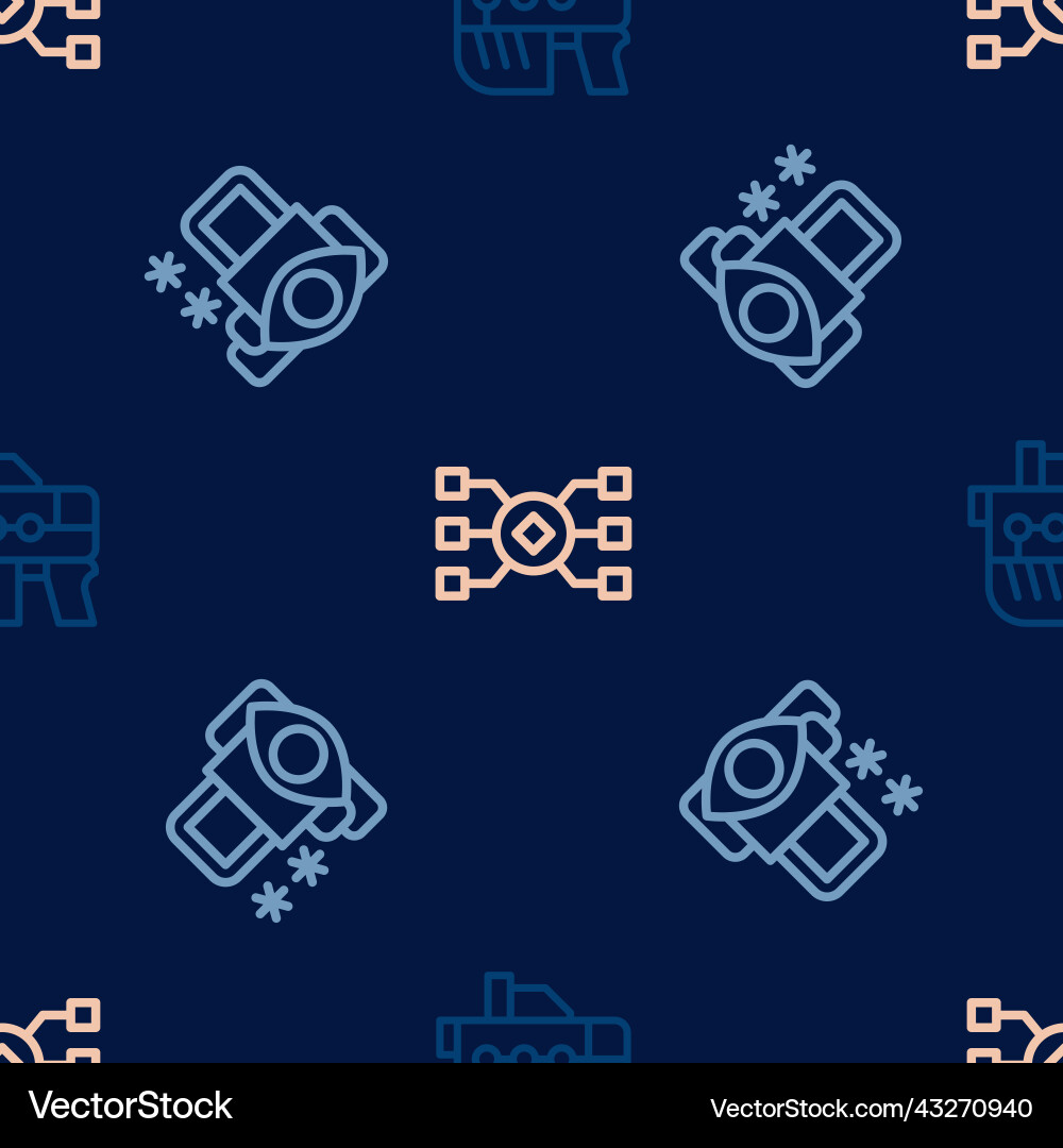 Set line futuristic weapon cyber security Set line futuristic weapon cyber security vector image