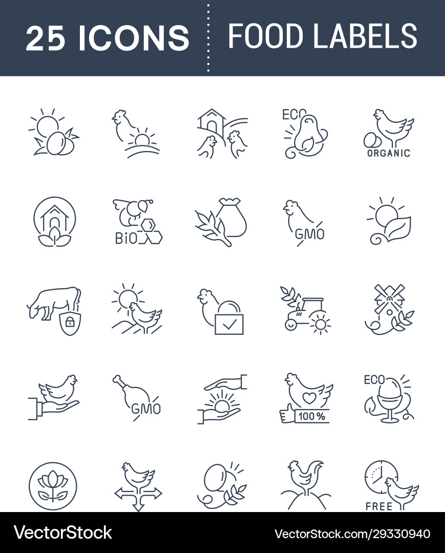 Set Line Icons Food Labels Set Line Icons Food Labels vektorbild