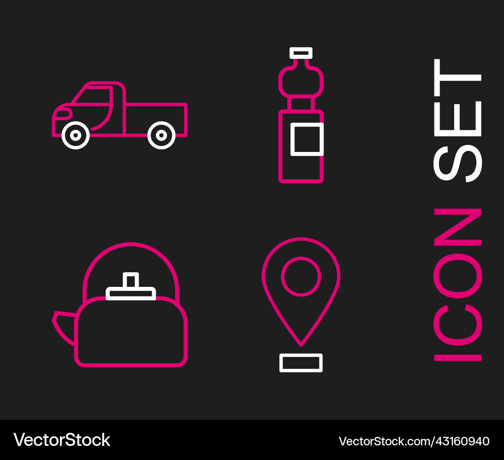 Set line location kettle with handle bottle Set line location kettle with handle bottle vector image