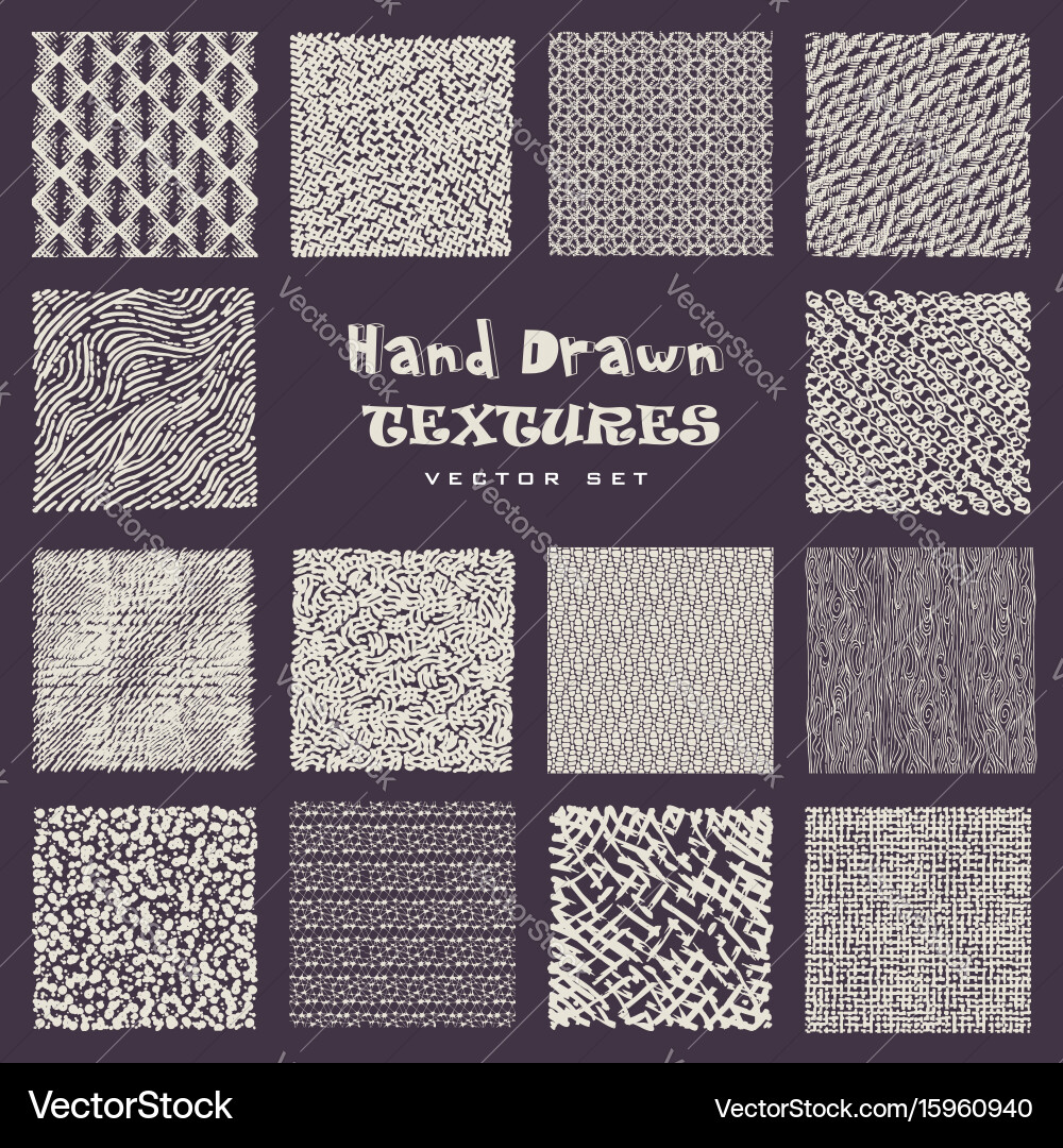 Set of hand drawn marker and ink patterns vector image