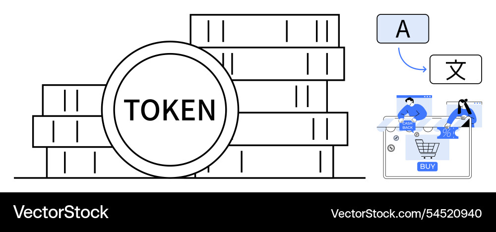 Token coins stack with currency exchange Token coins stack with currency exchange vector image