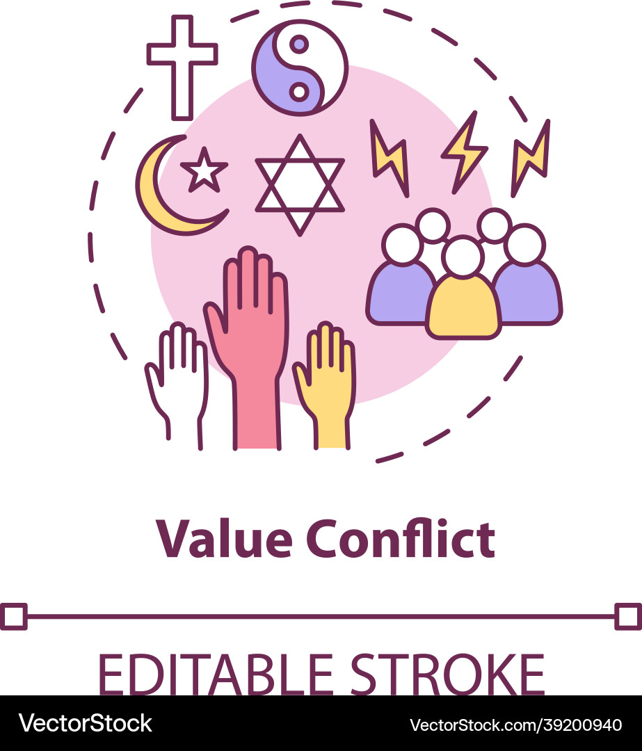 Value conflict concept icon Royalty Free Vector Image