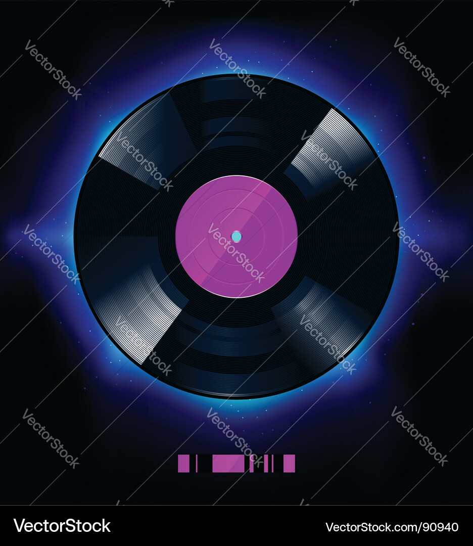 Vinyl Record on Black Vector Image