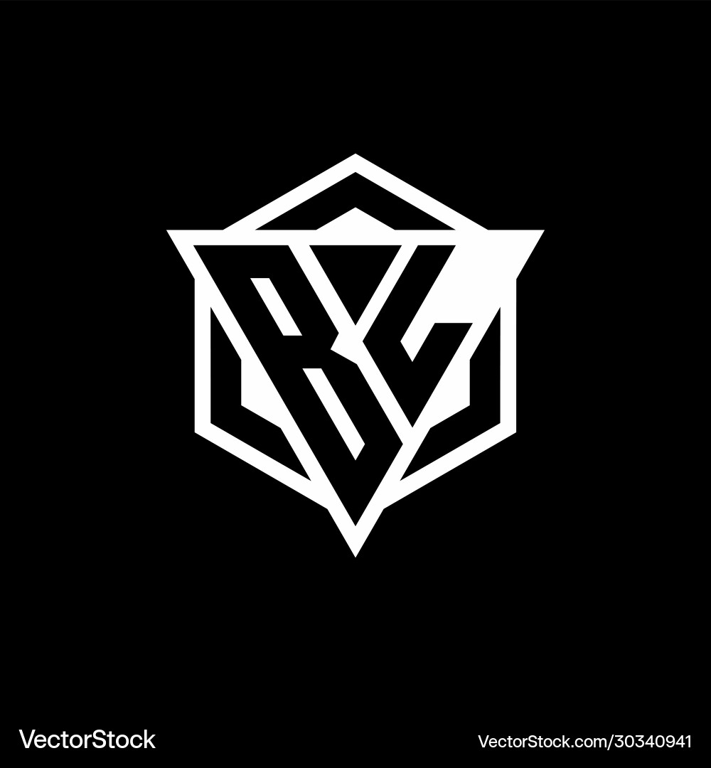 Bl logo monogram with triangle and hexagon shape Bl logo monogram with triangle and hexagon shape Vector Image