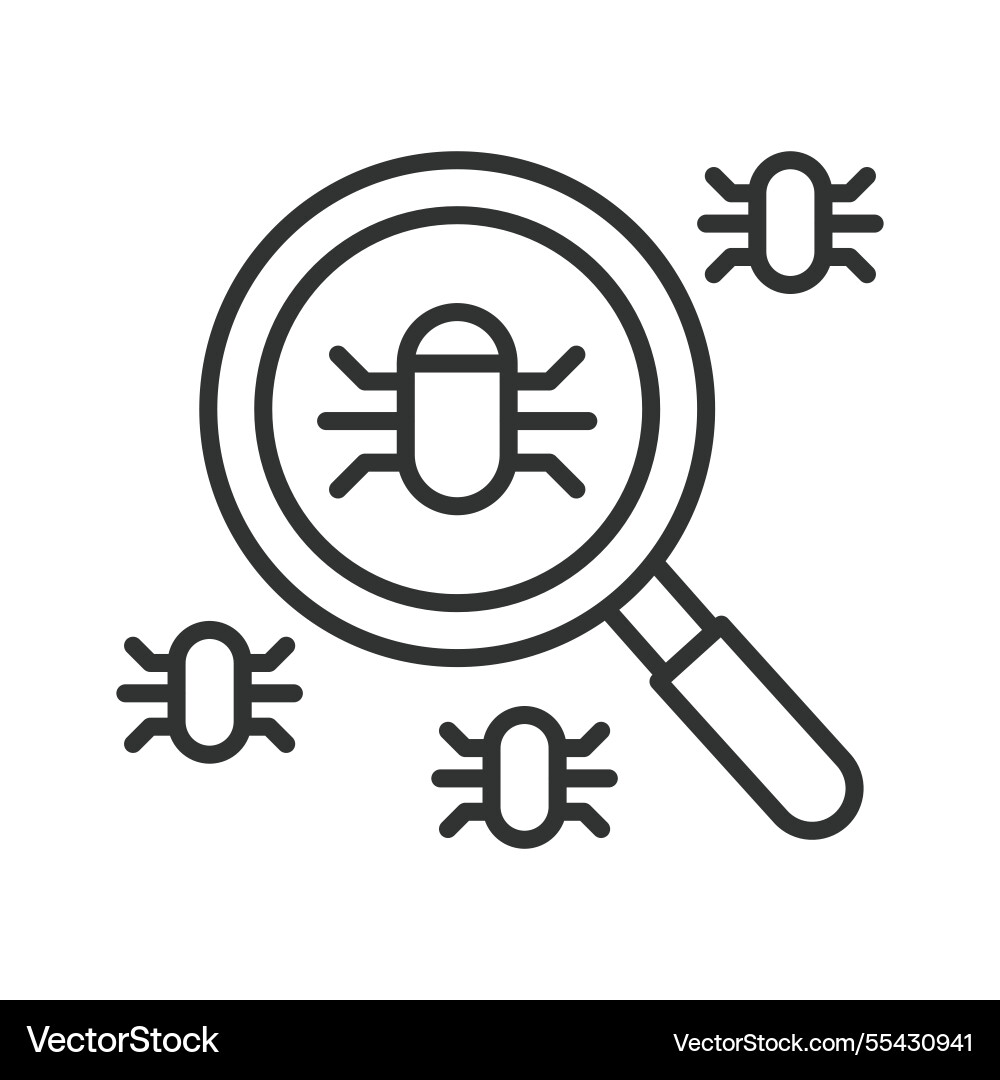 Bug fixing icon in line design Bug fixing icon in line design Vector Image