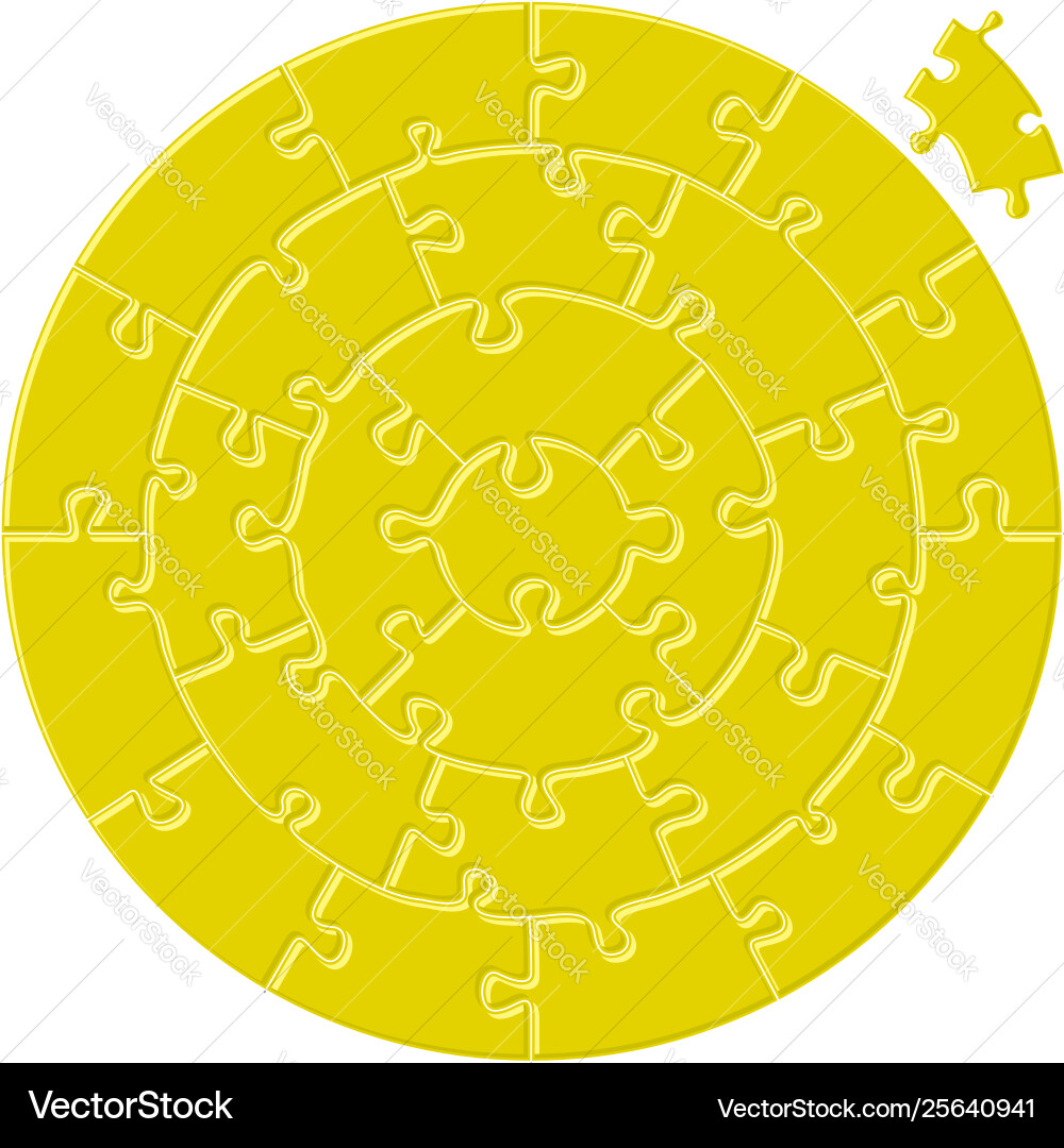 Circular simple puzzle in yellow four concentric Vector Image