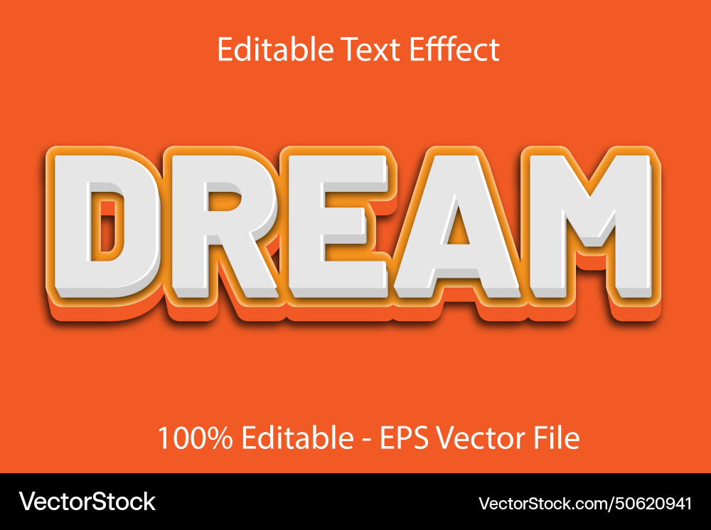 Dream text effect 3 d emboss gradient style design Dream text effect 3 d emboss gradient style design Vector Image