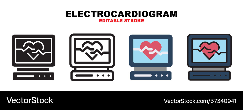 Electrocardiogram icon set with different styles Electrocardiogram icon set with different styles vector image