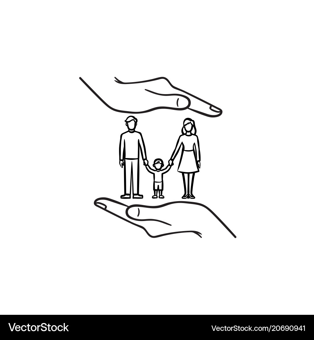 Familienversicherung Hand gezeichnet Skizze Symbol Familienversicherung Hand gezeichnet Skizze Symbol vektorbild