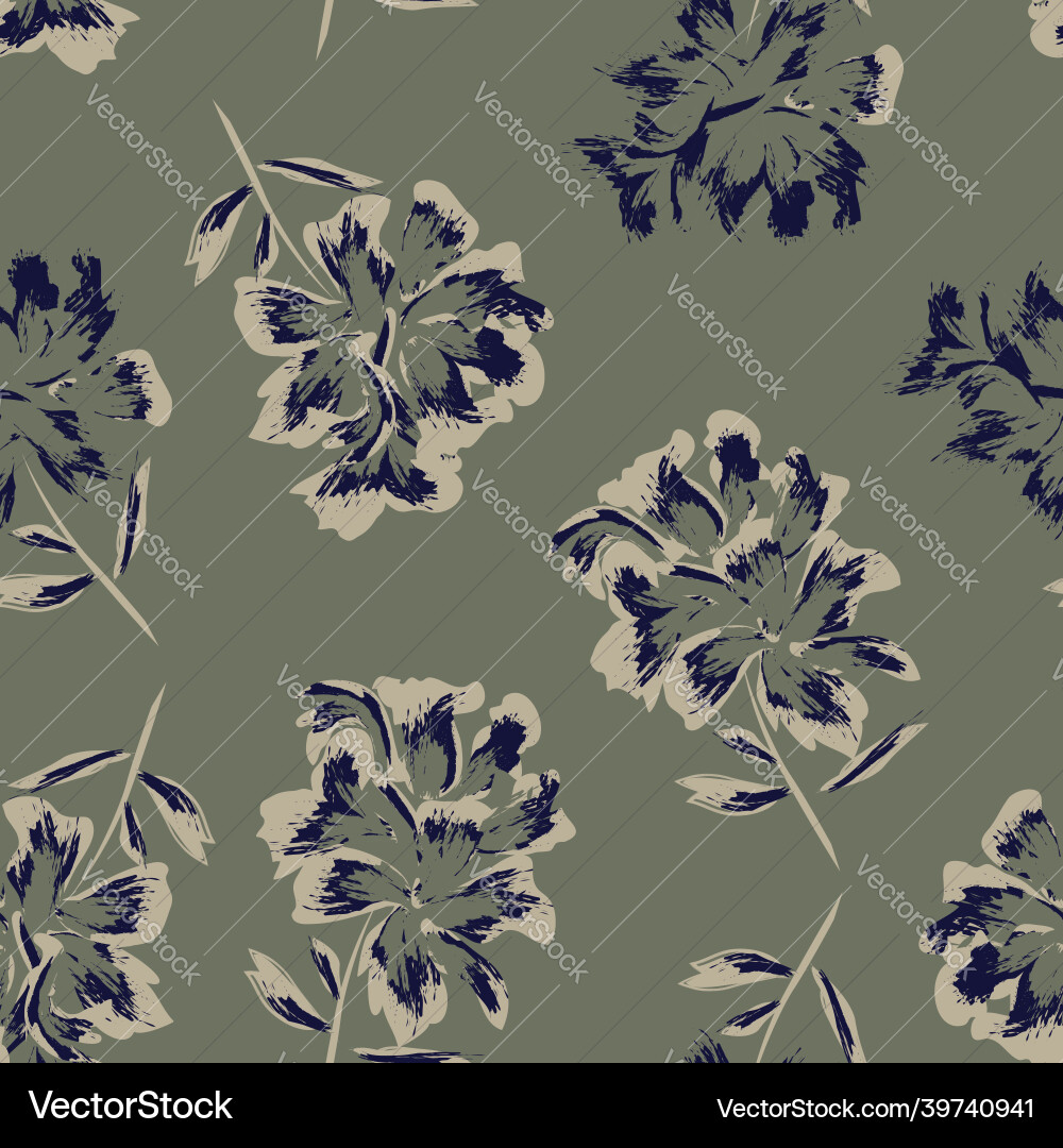 Floral brush strokes seamless pattern background Vector Image