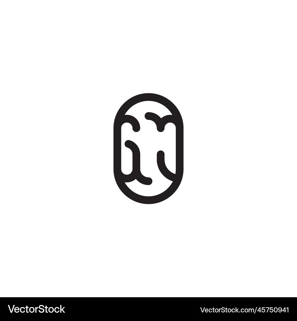 Gj line simple round initial concept with high vector image