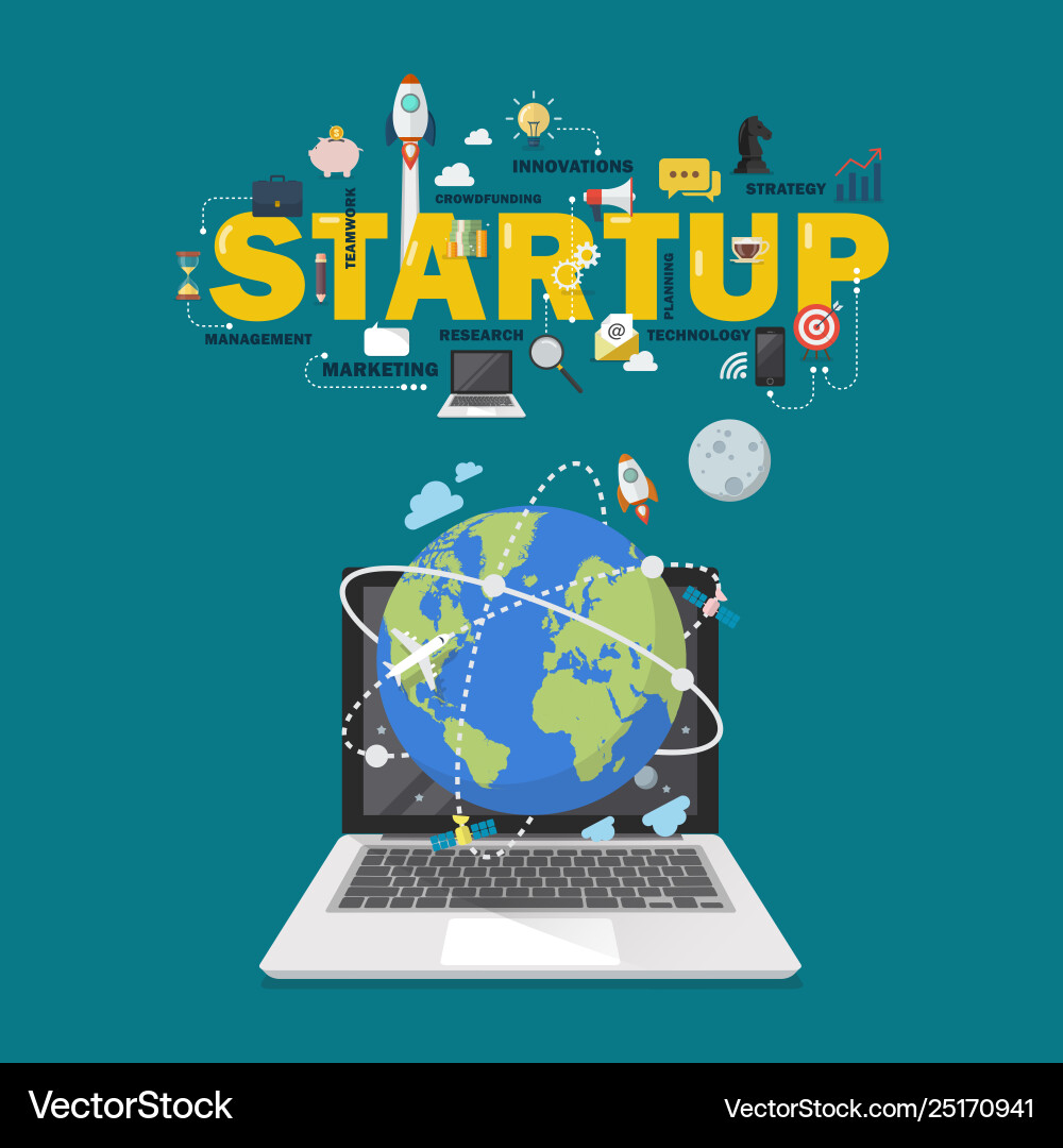 Global network connection startup concept Global network connection startup concept vector image