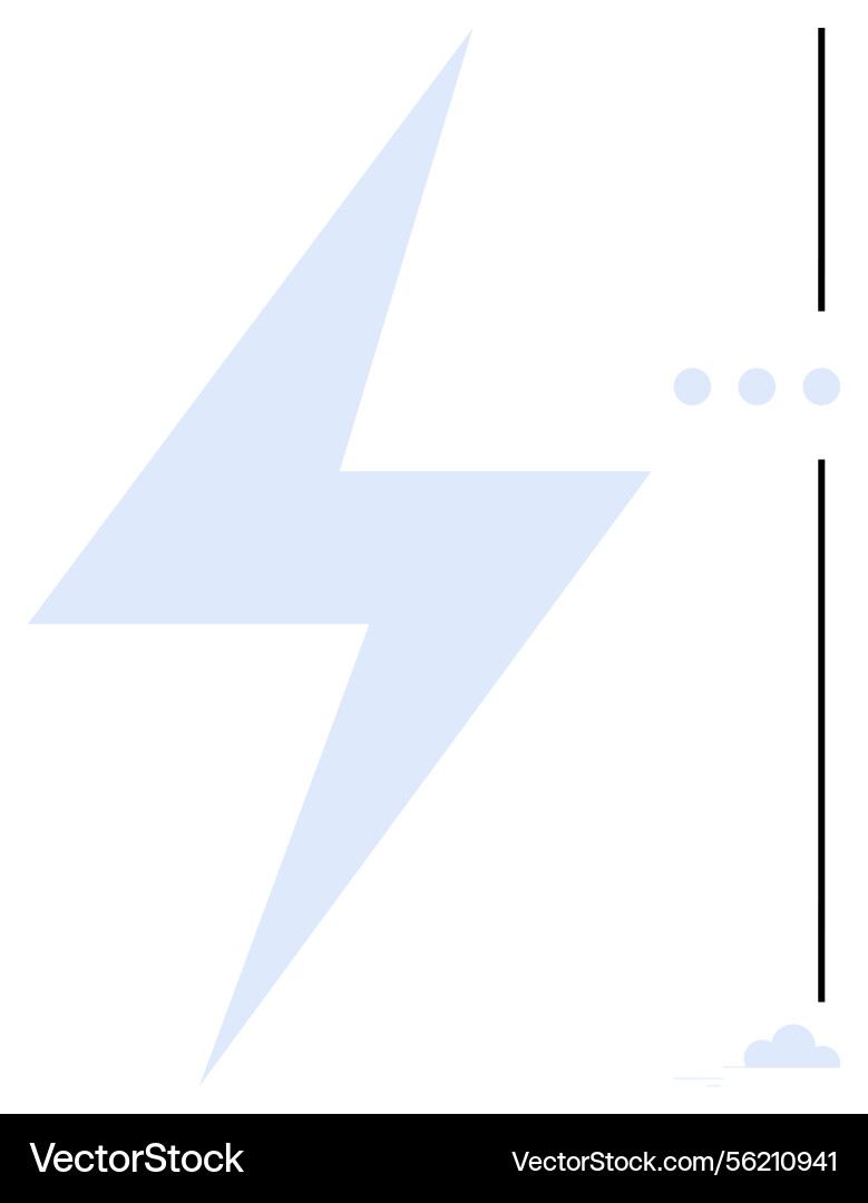 Lightning bolt with dotted path and vertical Lightning bolt with dotted path and vertical vector image