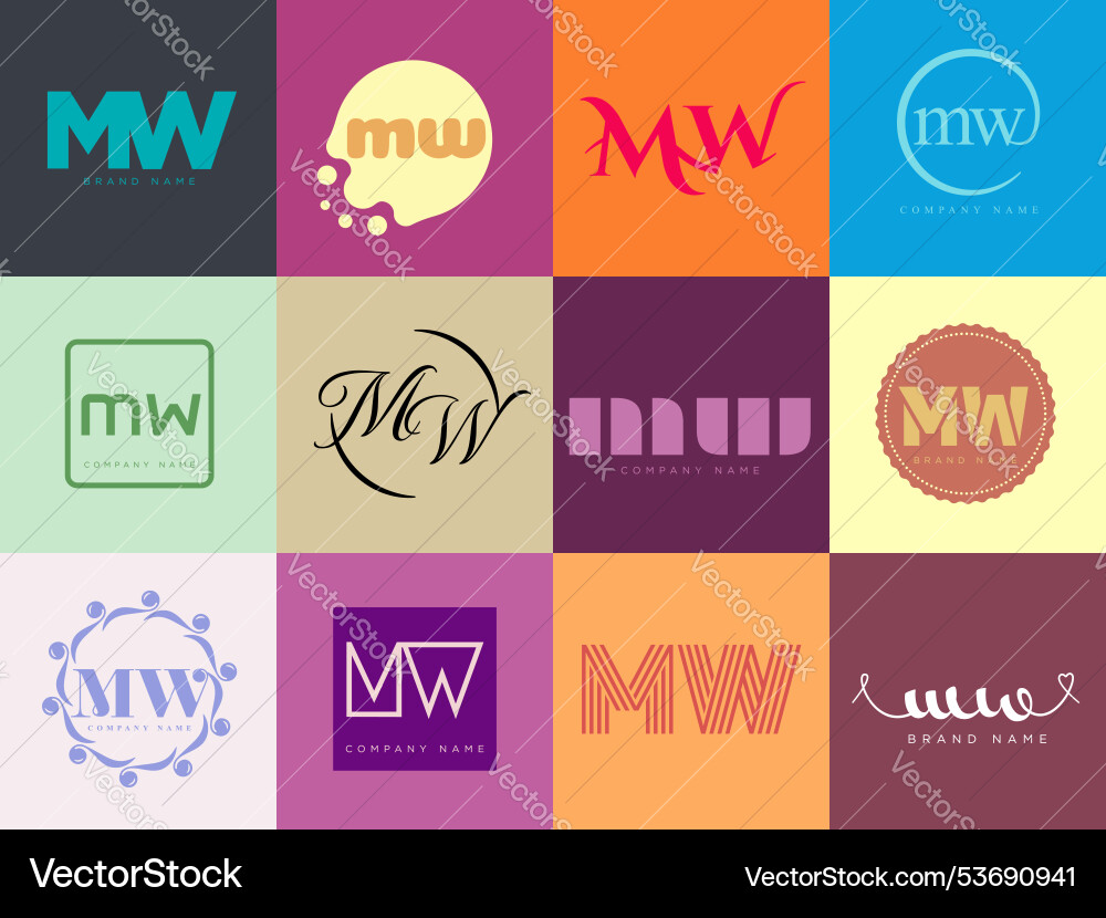 Mw logo company template letter m and w logotype Mw logo company template letter m and w logotype vector image